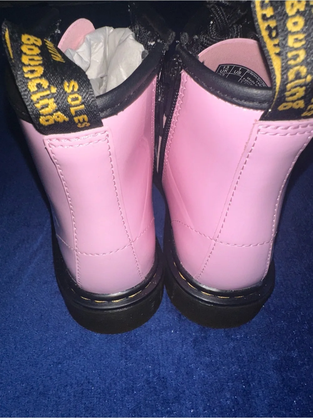 Dr. Martens Boots Kids Pale Pink Patent Leather Lace Up Girls 1460J Size 1Y